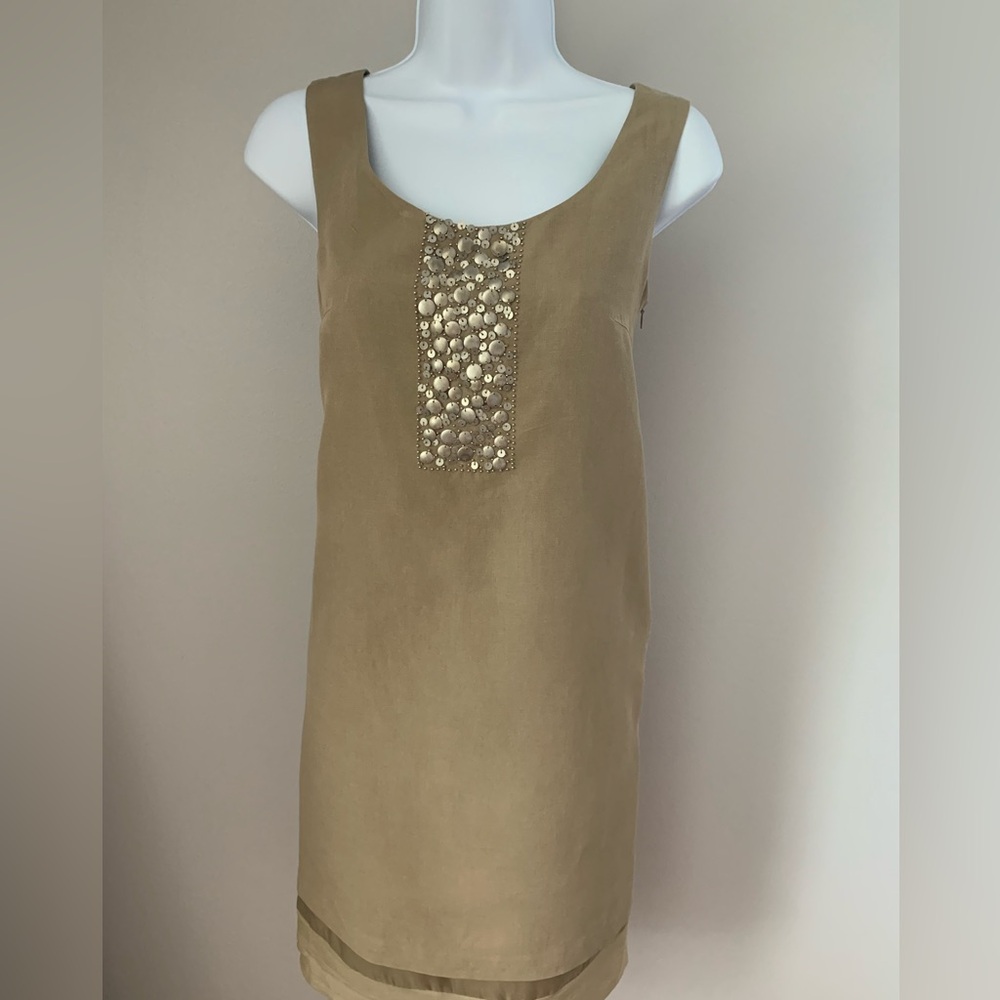 Kensie Tan Embellished Tank Dress